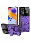 Mey İthalat®   Redmi Note 12 Pro 4G Kılıf Joy Lens Standlı Kapak - Mor