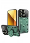 Mey İthalat®   Redmi Note 13 4G Kılıf Joy Lens Standlı Kapak - Koyu Yeşil