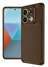 Mey İthalat®   Redmi Note 13 Pro 4G Kılıf Auto Focus Karbon Kapak - Kahverengi