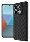 Mey İthalat®   Redmi Note 13 Pro 4G Kılıf Auto Focus Karbon Kapak - Siyah