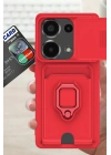 Mey İthalat®   Redmi Note 13 Pro 4G Kılıf Zuma Kartvizitli Yüzüklü Silikon - Siyah
