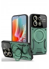 Mey İthalat®   Redmi Note 13 Pro 5G Kılıf Joy Lens Standlı Kapak - Koyu Yeşil