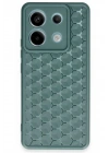 Mey İthalat®   Redmi Note 13 Pro 5G Kılıf Petek Silikon Kapak - Koyu Yeşil