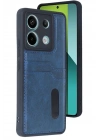 Mey İthalat®   Redmi Note 13 Pro 5G Kılıf Sara Kartvizitli Deri Kılıf - Lacivert