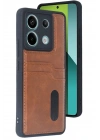 Mey İthalat®   Redmi Note 13 Pro 5G Kılıf Sara Kartvizitli Deri Kılıf - Taba
