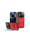 Mey İthalat®   Redmi Note 13 Pro Plus Joy Lens Standlı Kapak - Kırmızı