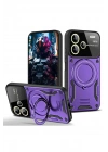 Mey İthalat®   Redmi Note 13 Pro Plus Joy Lens Standlı Kapak - Mor