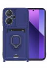 Mey İthalat®   Redmi Note 13 Pro Plus Kılıf Zuma Kartvizitli Yüzüklü Silikon - Lacivert