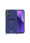 Mey İthalat®   Redmi Note 13 Pro Plus Kılıf Zuma Kartvizitli Yüzüklü Silikon - Lacivert