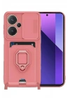 Mey İthalat®   Redmi Note 13 Pro Plus Kılıf Zuma Kartvizitli Yüzüklü Silikon - Pembe