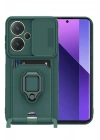 Mey İthalat®   Redmi Note 13 Pro Plus Kılıf Zuma Kartvizitli Yüzüklü Silikon - Yeşil