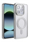 Mey İthalat®   Redmi Note 14 4G Joke Simli Magneticsafe Kılıf - Gümüş
