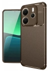 Mey İthalat®   Redmi Note 14 4G Kılıf Auto Focus Karbon Kapak - Kahverengi