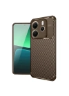 Mey İthalat®   Redmi Note 14 4G Kılıf Auto Focus Karbon Kapak - Kahverengi