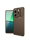 Mey İthalat®   Redmi Note 14 4G Kılıf Auto Focus Karbon Kapak - Kahverengi