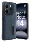 Mey İthalat®   Redmi Note 14 4G Kılıf Sara Kartvizitli Deri Kılıf - Lacivert