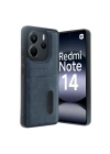 Mey İthalat®   Redmi Note 14 4G Kılıf Sara Kartvizitli Deri Kılıf - Lacivert