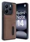 Mey İthalat®   Redmi Note 14 4G Kılıf Sara Kartvizitli Deri Kılıf - Taba