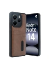 Mey İthalat®   Redmi Note 14 4G Kılıf Sara Kartvizitli Deri Kılıf - Taba