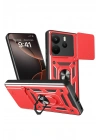 Mey İthalat®   Redmi Note 14 4G Pars Lens Yüzüklü Silikon - Kırmızı