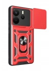 Mey İthalat®   Redmi Note 14 4G Pars Lens Yüzüklü Silikon - Kırmızı