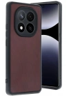 Mey İthalat®   Redmi Note 14 Pro 4G Kılıf Aras Deri Kapak - Bordo