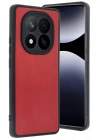 Mey İthalat®   Redmi Note 14 Pro 4G Kılıf Aras Deri Kapak - Kırmızı