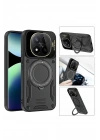 Mey İthalat®   Redmi Note 14 Pro 4G Kılıf Joy Lens Standlı Kapak - Mor