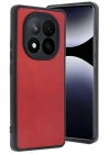 Mey İthalat®   Redmi Note 14 Pro 5G Kılıf Aras Deri Kapak - Kırmızı