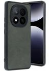 Mey İthalat®   Redmi Note 14 Pro 5G Kılıf Aras Deri Kapak - Koyu Yeşil
