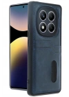 Mey İthalat®   Redmi Note 14 Pro 5G Kılıf Sara Kartvizitli Deri Kılıf - Lacivert