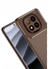 Mey İthalat®   Redmi Note 14 Pro Plus Kılıf Auto Focus Karbon Kapak - Kahverengi
