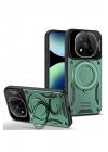 Mey İthalat®   Redmi Note 14 Pro Plus Kılıf Joy Lens Standlı Kapak - Koyu Yeşil
