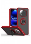 Mey İthalat®   Redmi Note 14 Pro Plus Kılıf Montreal Yüzüklü Silikon Kapak - Kırmızı