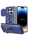 Mey İthalat®   Redmi Note 14 Pro Plus Kılıf Pars Lens Yüzüklü Silikon - Lacivert
