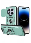 Mey İthalat®   Redmi Note 14 Pro Plus Kılıf Pars Lens Yüzüklü Silikon - Yeşil