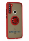 Mey İthalat®   Redmi Note 8 Kılıf Montreal Yüzüklü Silikon Kapak - Kırmızı