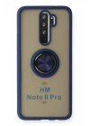Mey İthalat®   Redmi Note 8 Pro Kılıf Montreal Yüzüklü Silikon Kapak - Lacivert
