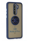 Mey İthalat®   Redmi Note 8 Pro Kılıf Montreal Yüzüklü Silikon Kapak - Lacivert
