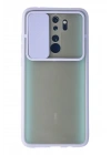 Mey İthalat®   Redmi Note 8 Pro Kılıf Palm Buzlu Kamera Sürgülü Silikon - Lila