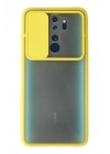 Mey İthalat®   Redmi Note 8 Pro Kılıf Palm Buzlu Kamera Sürgülü Silikon - Sarı