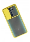 Mey İthalat®   Redmi Note 8 Pro Kılıf Palm Buzlu Kamera Sürgülü Silikon - Sarı