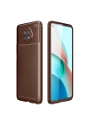 Mey İthalat®   Redmi Note 9 5G Kılıf Auto Focus Karbon Kapak - Kahverengi