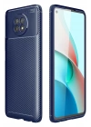 Mey İthalat®   Redmi Note 9 5G Kılıf Auto Focus Karbon Kapak - Lacivert