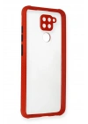 Mey İthalat®   Redmi Note 9 Kılıf Miami Şeffaf Silikon - Kırmızı
