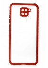 Mey İthalat®   Redmi Note 9 Kılıf Miami Şeffaf Silikon - Kırmızı