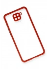 Mey İthalat®   Redmi Note 9 Kılıf Miami Şeffaf Silikon - Kırmızı