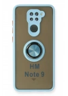 Mey İthalat®   Redmi Note 9 Kılıf Montreal Yüzüklü Silikon Kapak - Buz Mavi
