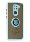 Mey İthalat®   Redmi Note 9 Kılıf Montreal Yüzüklü Silikon Kapak - Buz Mavi