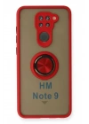 Mey İthalat®   Redmi Note 9 Kılıf Montreal Yüzüklü Silikon Kapak - Kırmızı